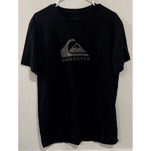 Quiksilver Men's Large Black T-Shirt Short Sleeve Surf‎ Logo Graphic Casual Tee
